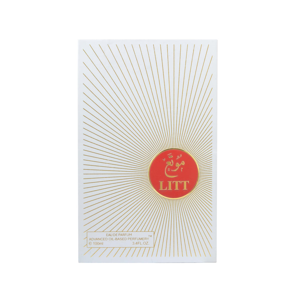 ARIAZ Litt bottle front view showcases elegant design and gift-ready packaging.