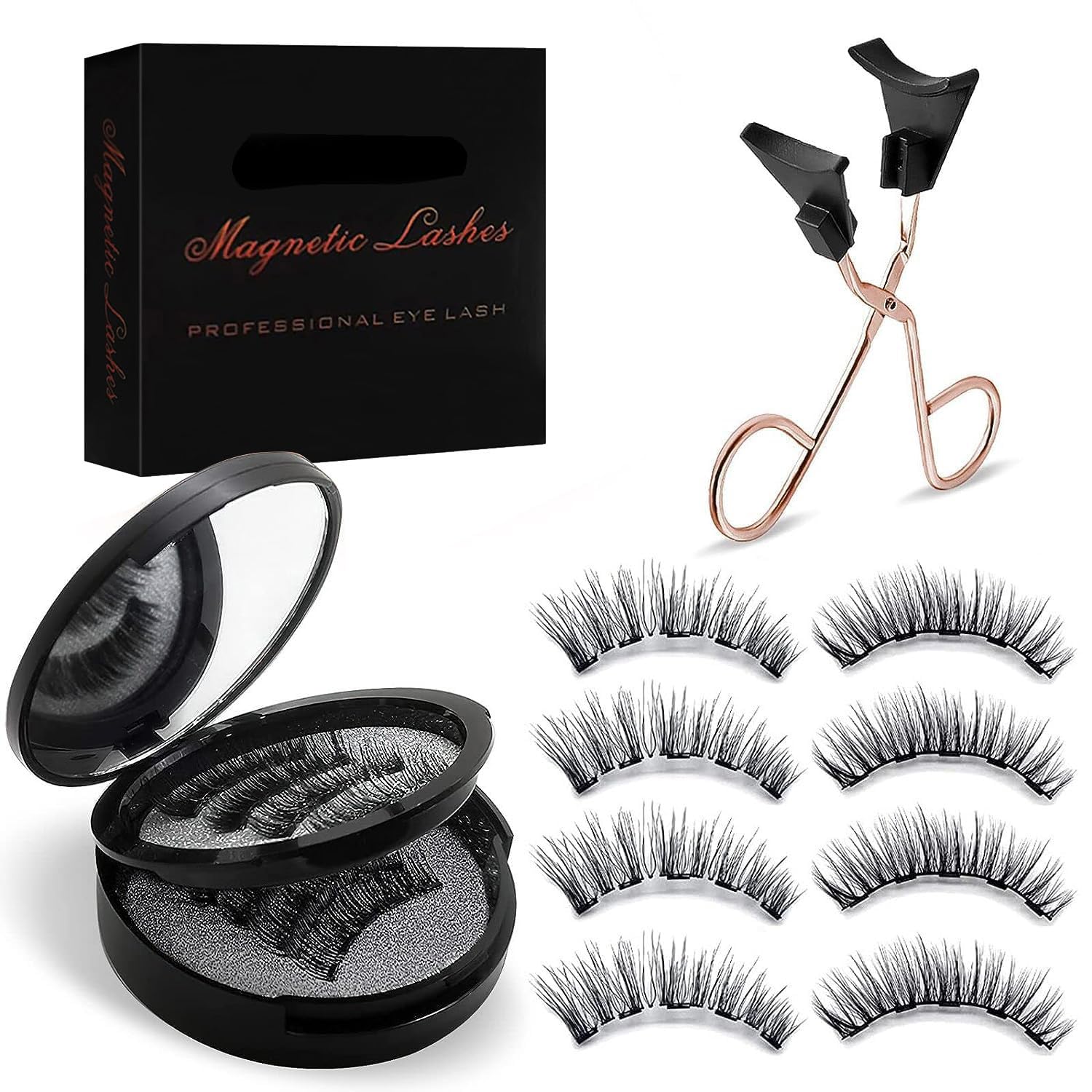 ARIOS magnetic eyelashes with applicator for quick, glue-free glamour.