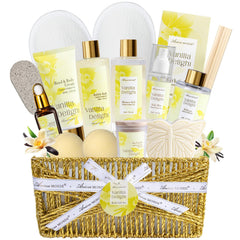 ArioseMonde vanilla rose spa basket visual for indulgent self-care moments
