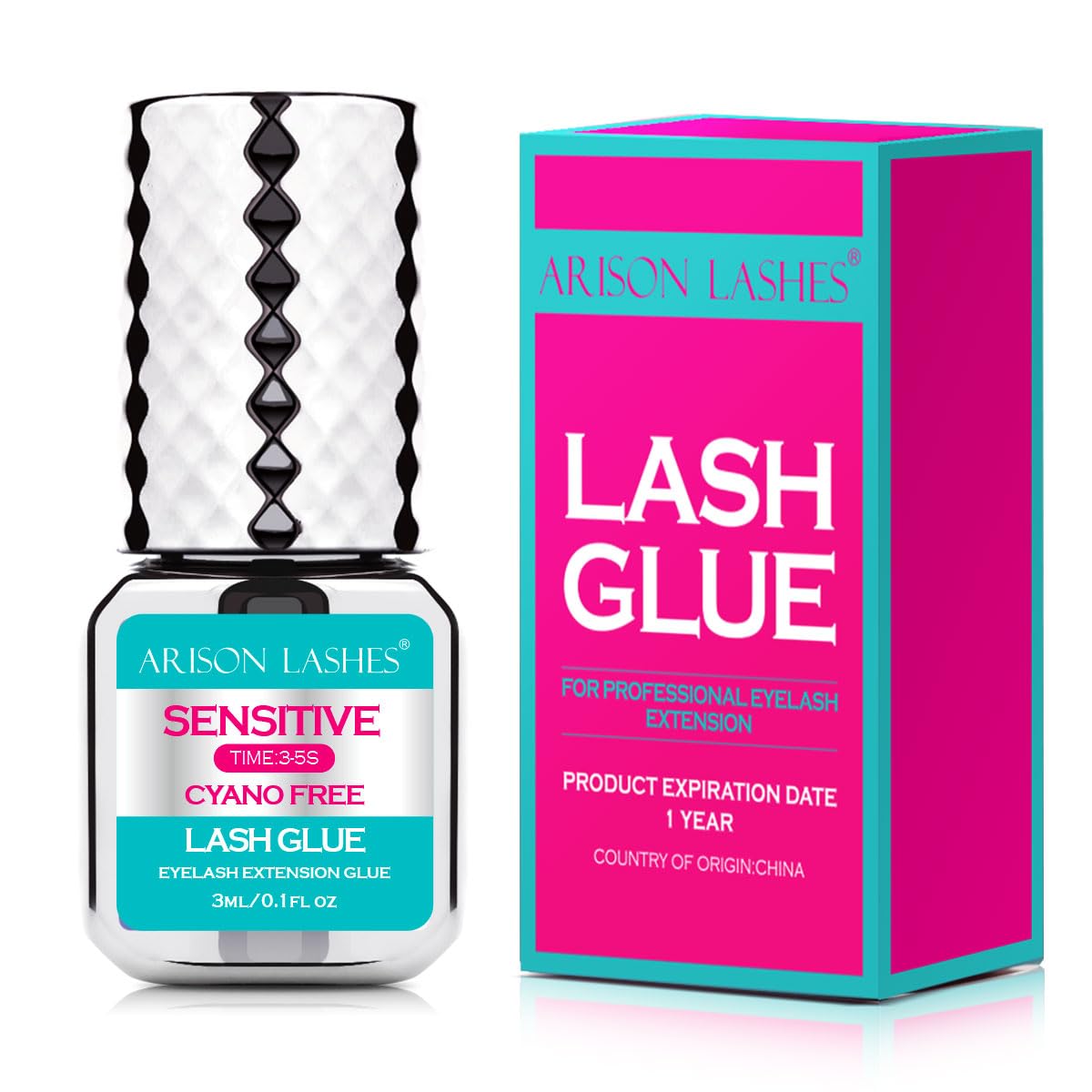 Professional at-home eyelash extension setup with ARISON LASHES glue ensures clean application.