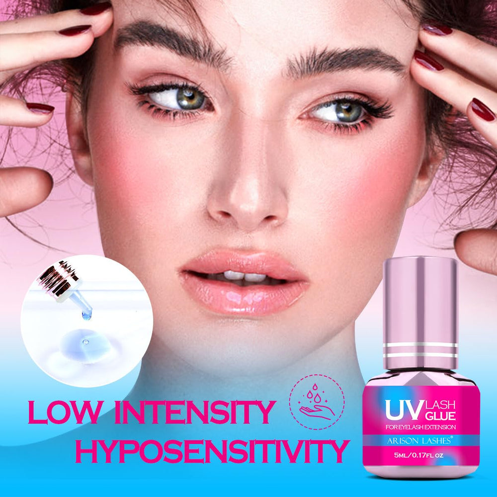 ARISON LASHES UV glue tube cap shown for easy, clean application.