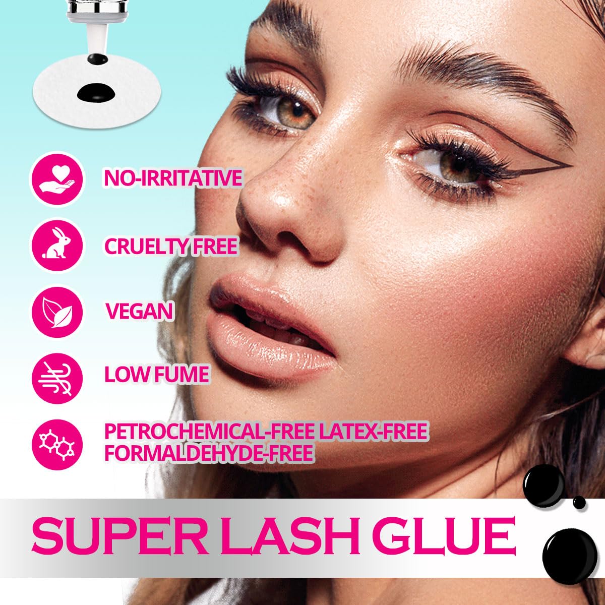 Waterproof ARISON LASHES adhesive image highlights durable bond during moisture exposure.