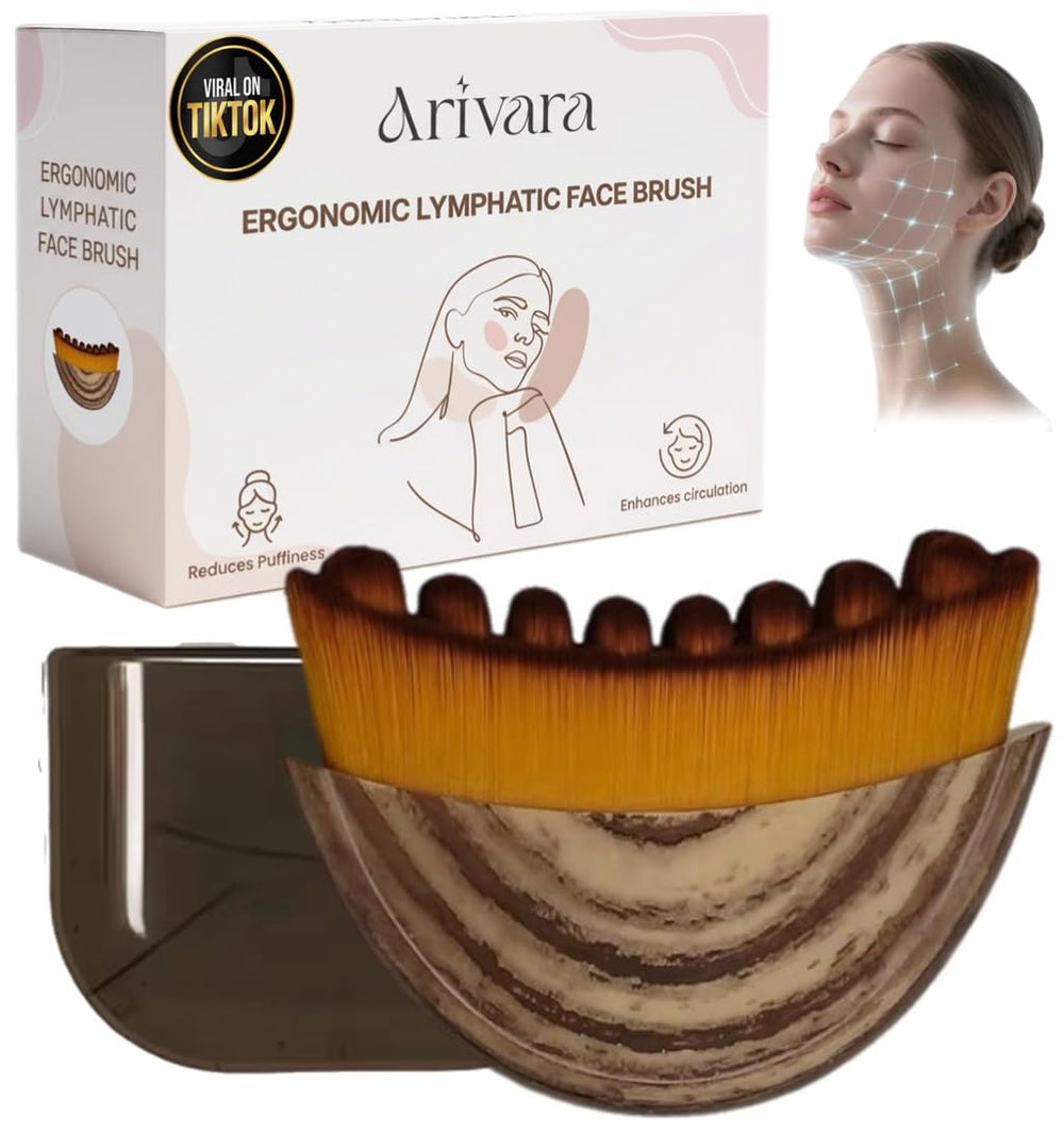 Arivara Lymphatic Contour Face Brush for gentle facial sculpting and puffiness reduction.