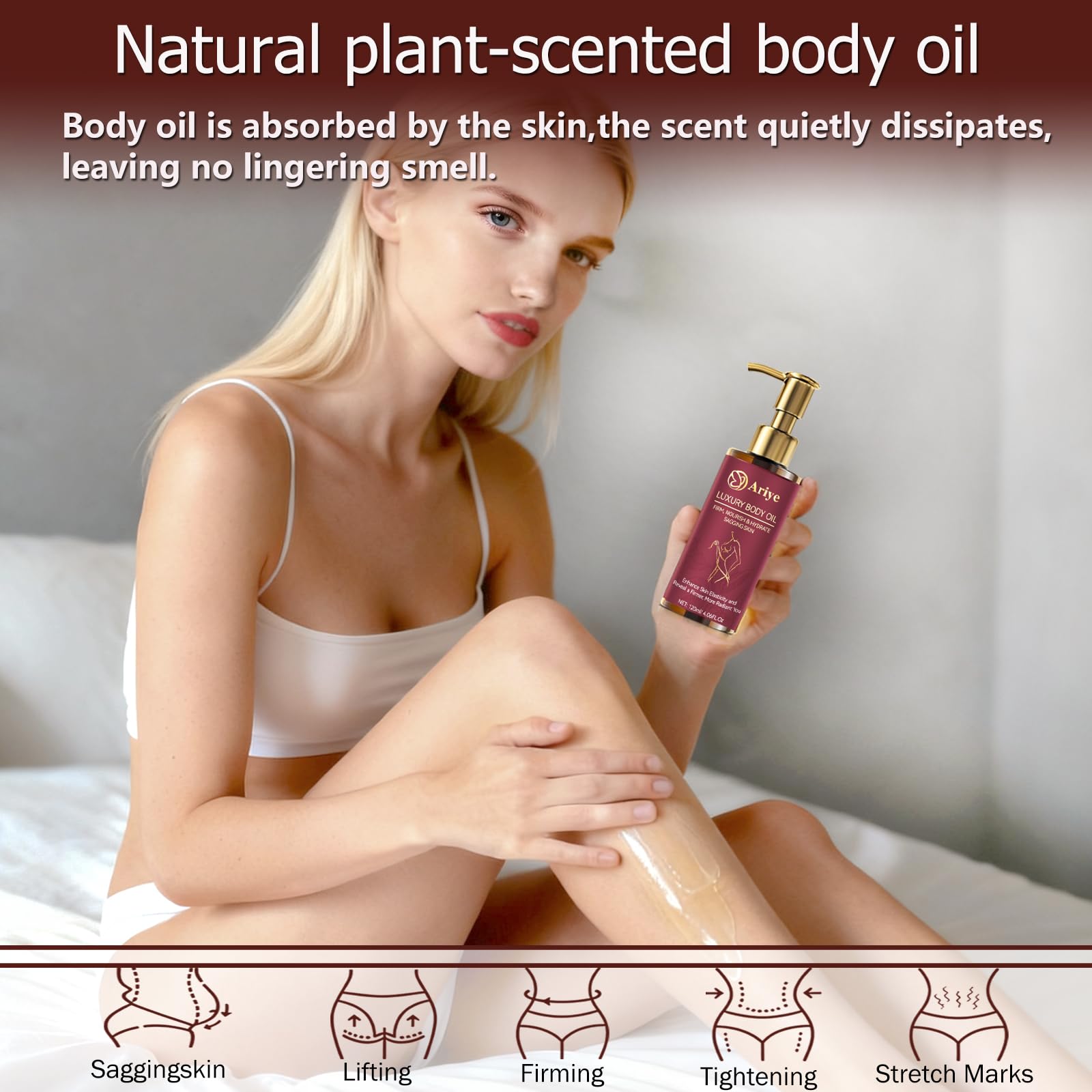Application-ready ARIYE oil absorbed into skin for a non-greasy finish