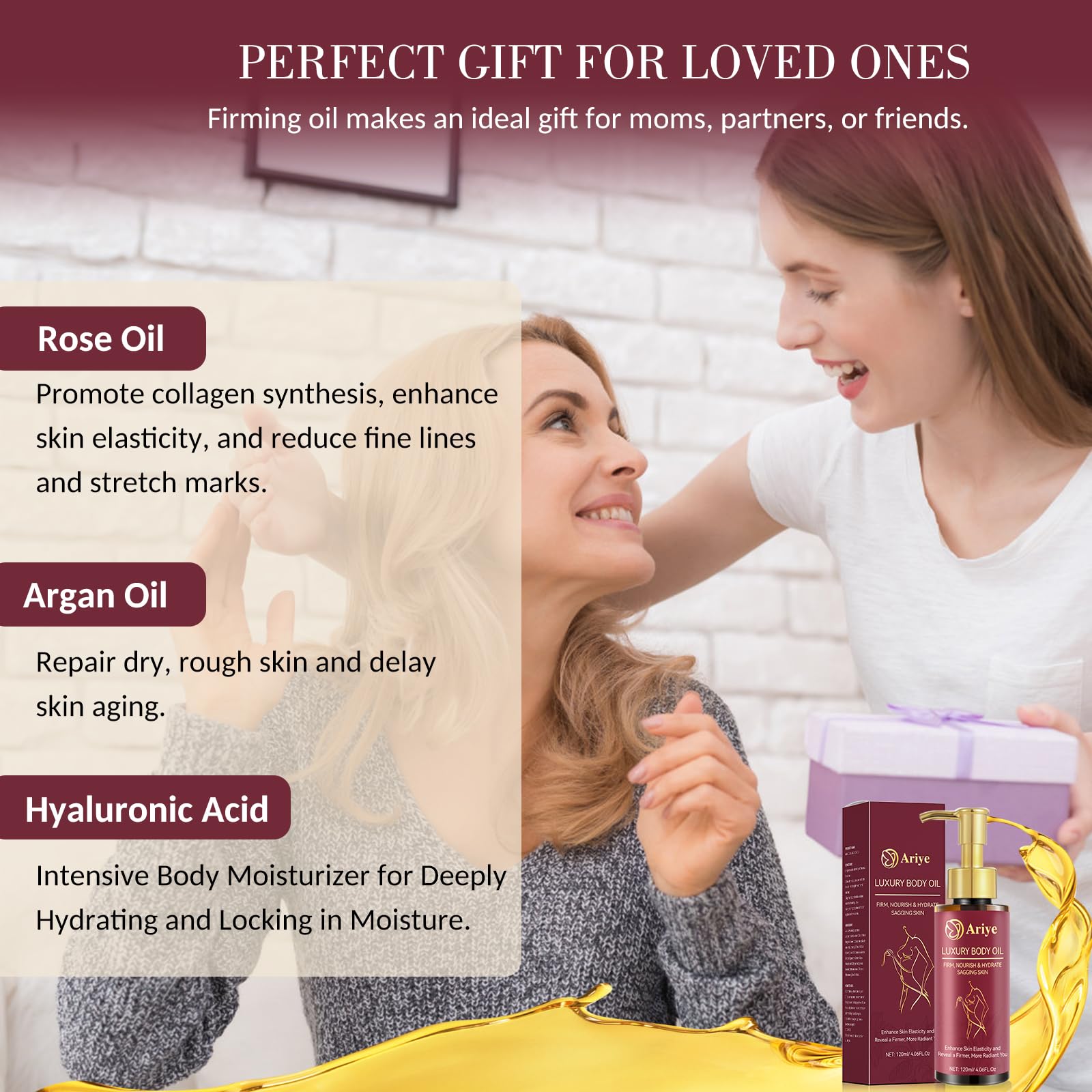 Gift-ready ARIYE Body Firming Oil packaging