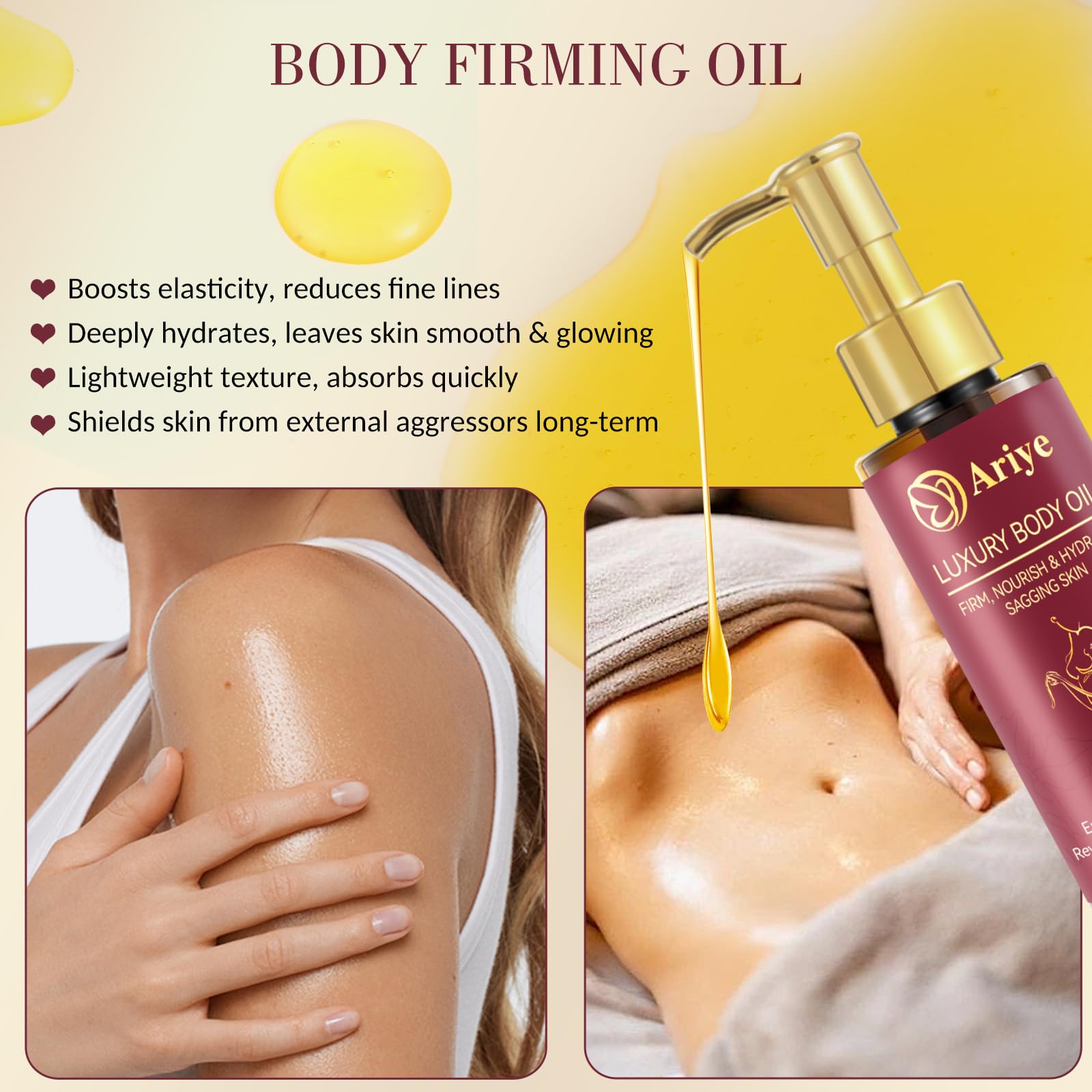 Non-greasy finish of ARIYE Body Firming Oil during massage