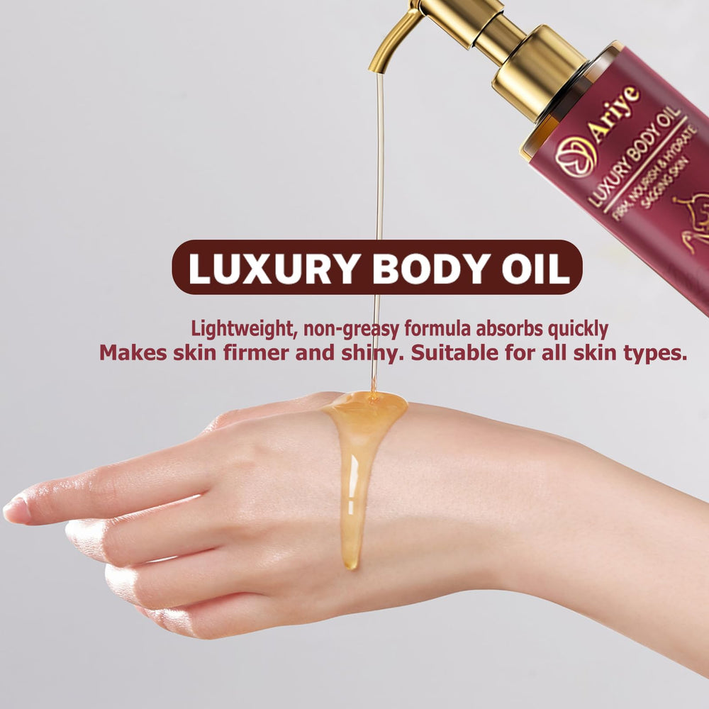 Close-up of ARIYE oil texture indicating fast-absorbing, non-greasy hydration