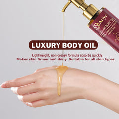 Close-up of ARIYE oil texture indicating fast-absorbing, non-greasy hydration