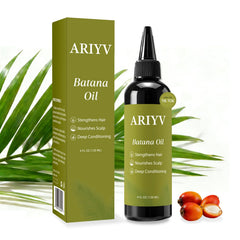 Ariyv Batana Oil bottle closeup showing rich texture for healthier-looking hair.