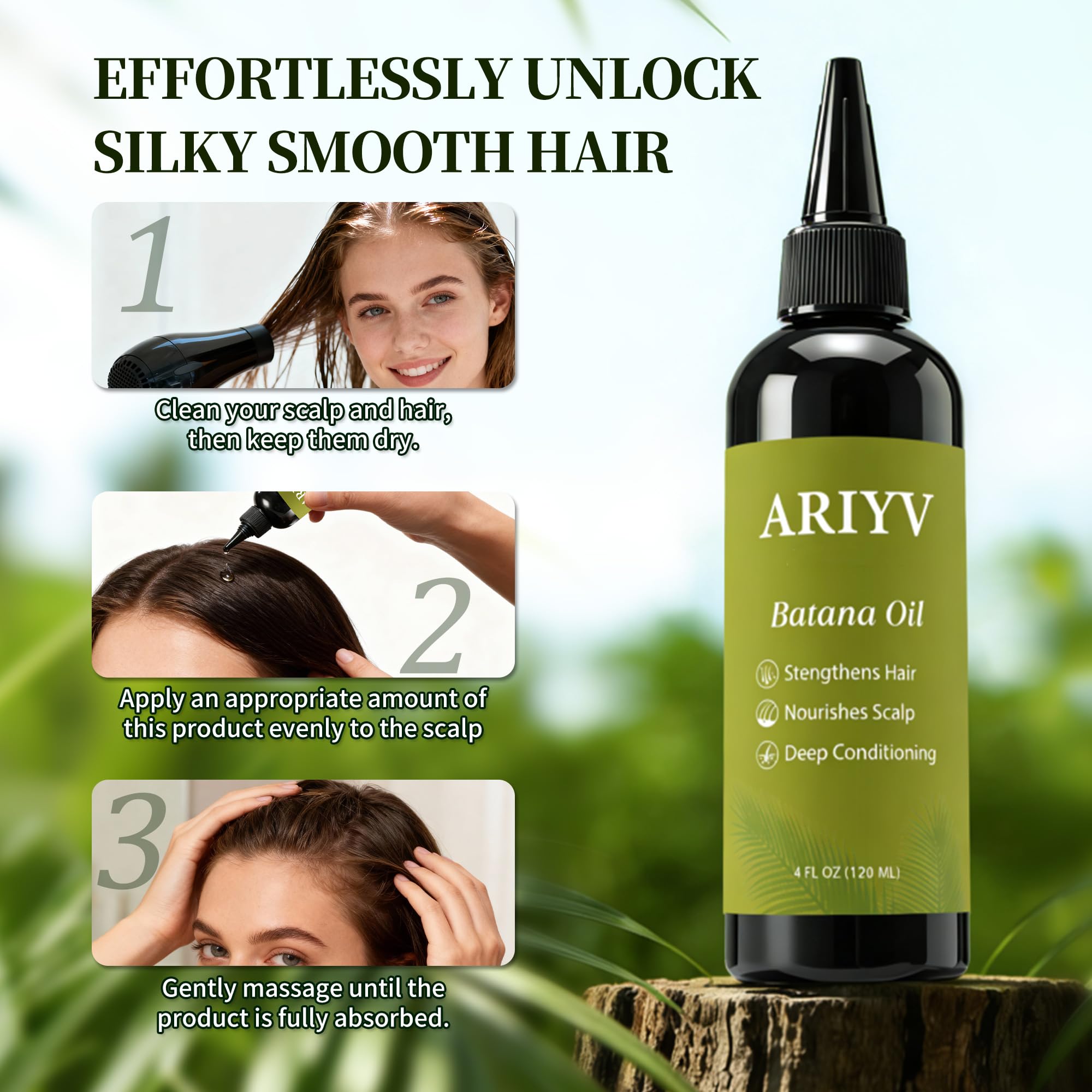 Ariyv Batana Oil bottle with label suggests premium ingredient care.