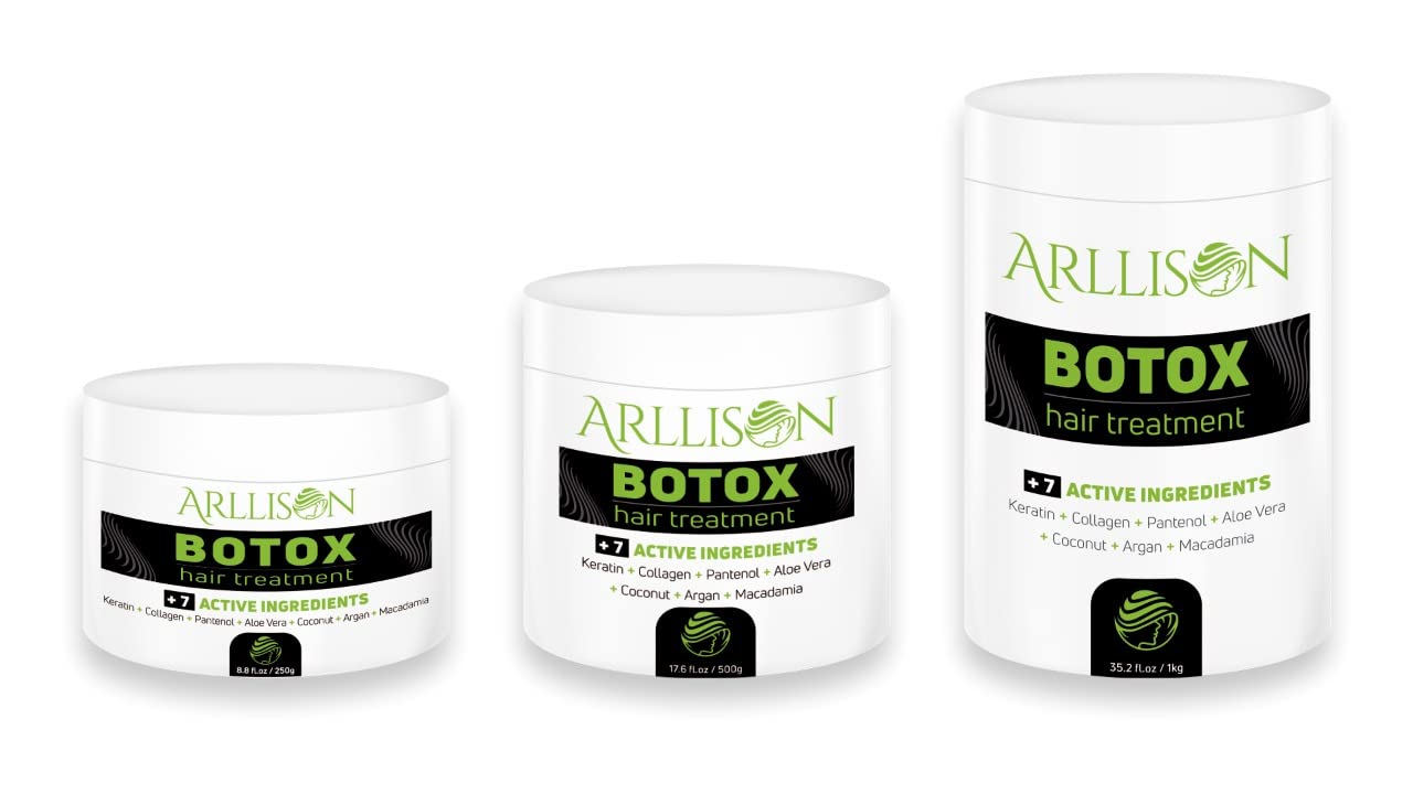 Arllison Botox Hair Treatment comes in 8.8 oz packaging for easy care.