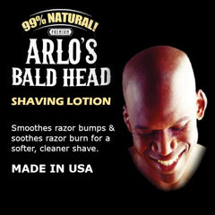Arlo's Bald Head Shaving Lotion being applied for easy razor glide.