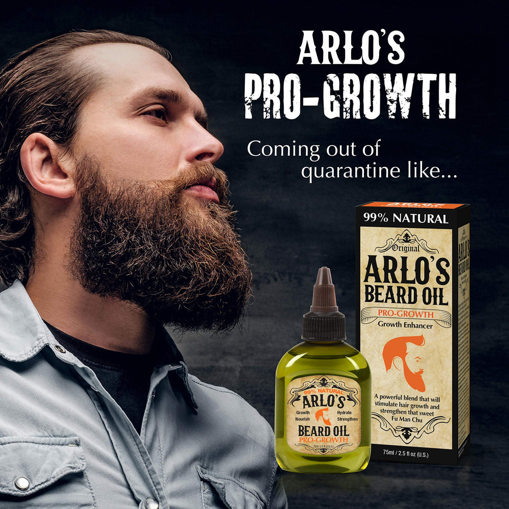 Beard hair shows added shine and tame frizz after applying Arlo's oil.