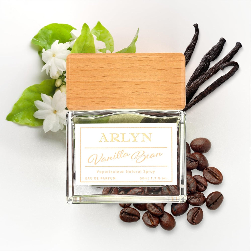 ARLYN Vanilla Bean bottle pour reveals coffee-vanilla depth for daily wear.