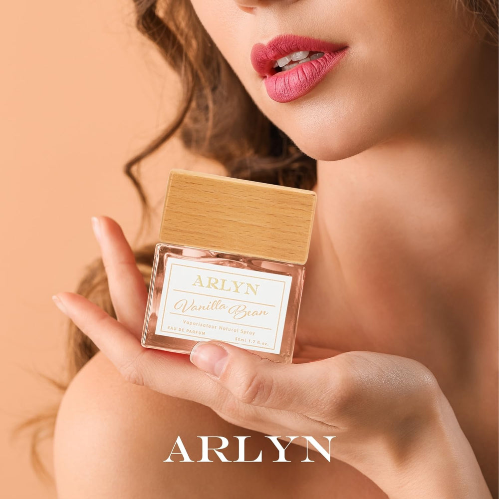 ARLYN Vanilla Bean label detail shows clean ingredients and branding.