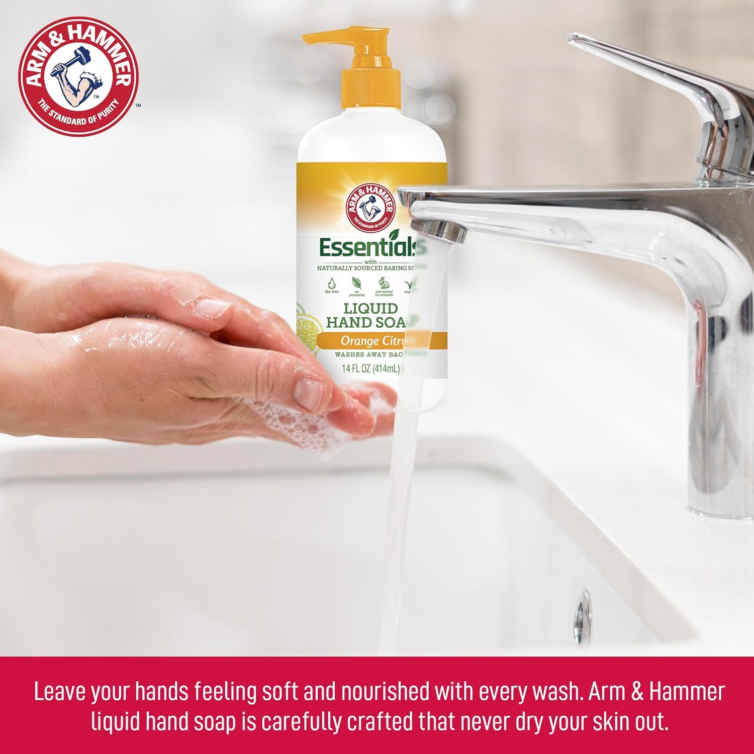 Close-up of lavender vanilla lather from Arm and Hammer hand soap.