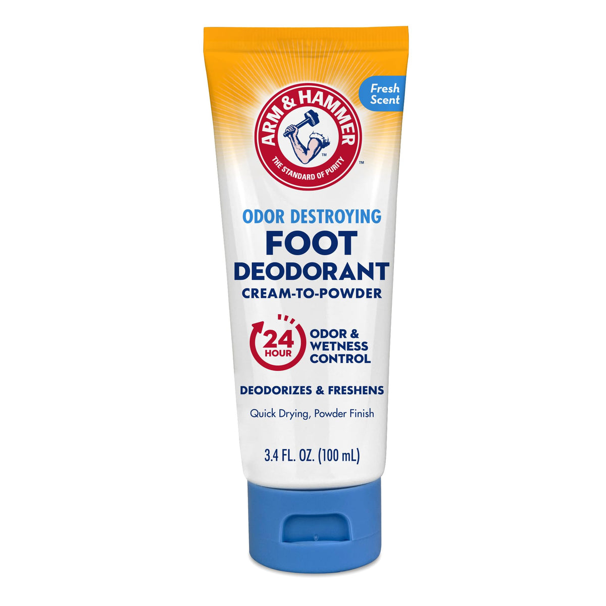 Arm & Hammer Cream-to-Powder Foot Deodorant being applied for soft, dry comfort