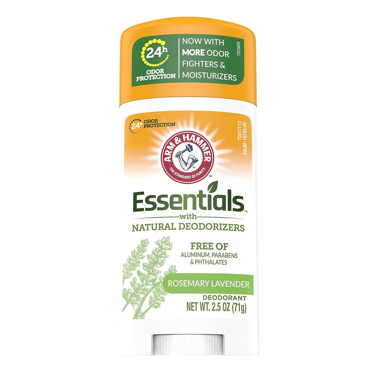 Arm & Hammer Essentials rosemary lavender deodorant stick front view with long-lasting odor control