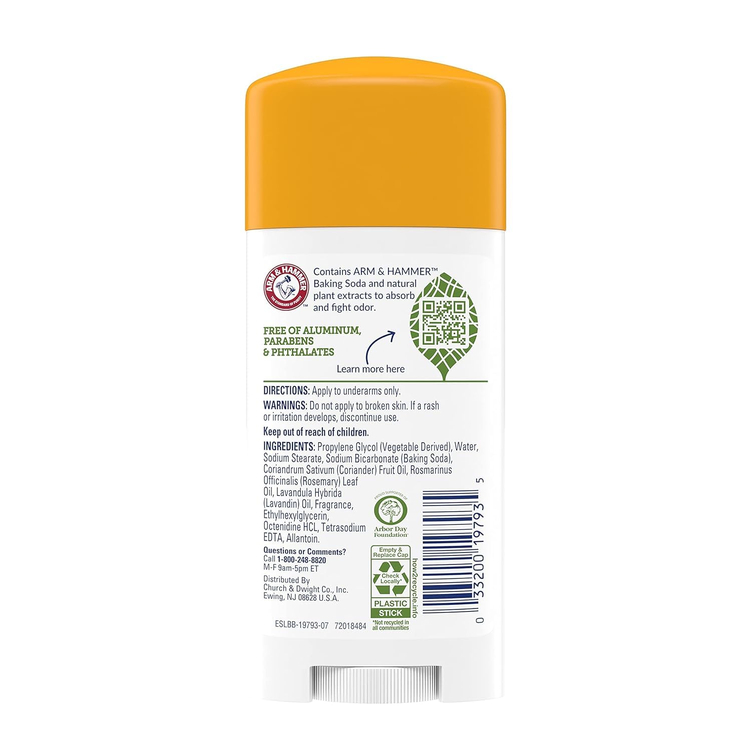 Arm & Hammer Essentials rosemary lavender deodorant stick top view light herbaceous fragrance