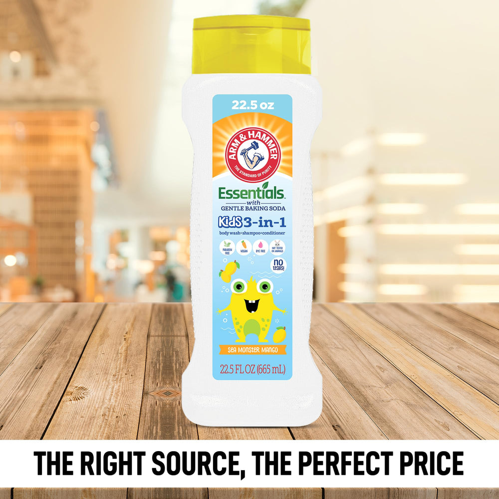 Creamy lather from Arm & Hammer Essentials Kids Sea Monster Mango wash for bath time
