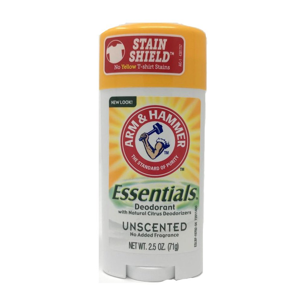 Arm & Hammer Essentials Unscented deodorant bottle with 2.5 oz, aluminum-free odor protection