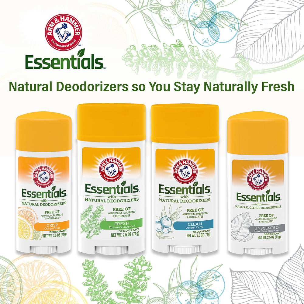 Arm & Hammer Essentials Unscented Deodorant being applied for a fresh feel.