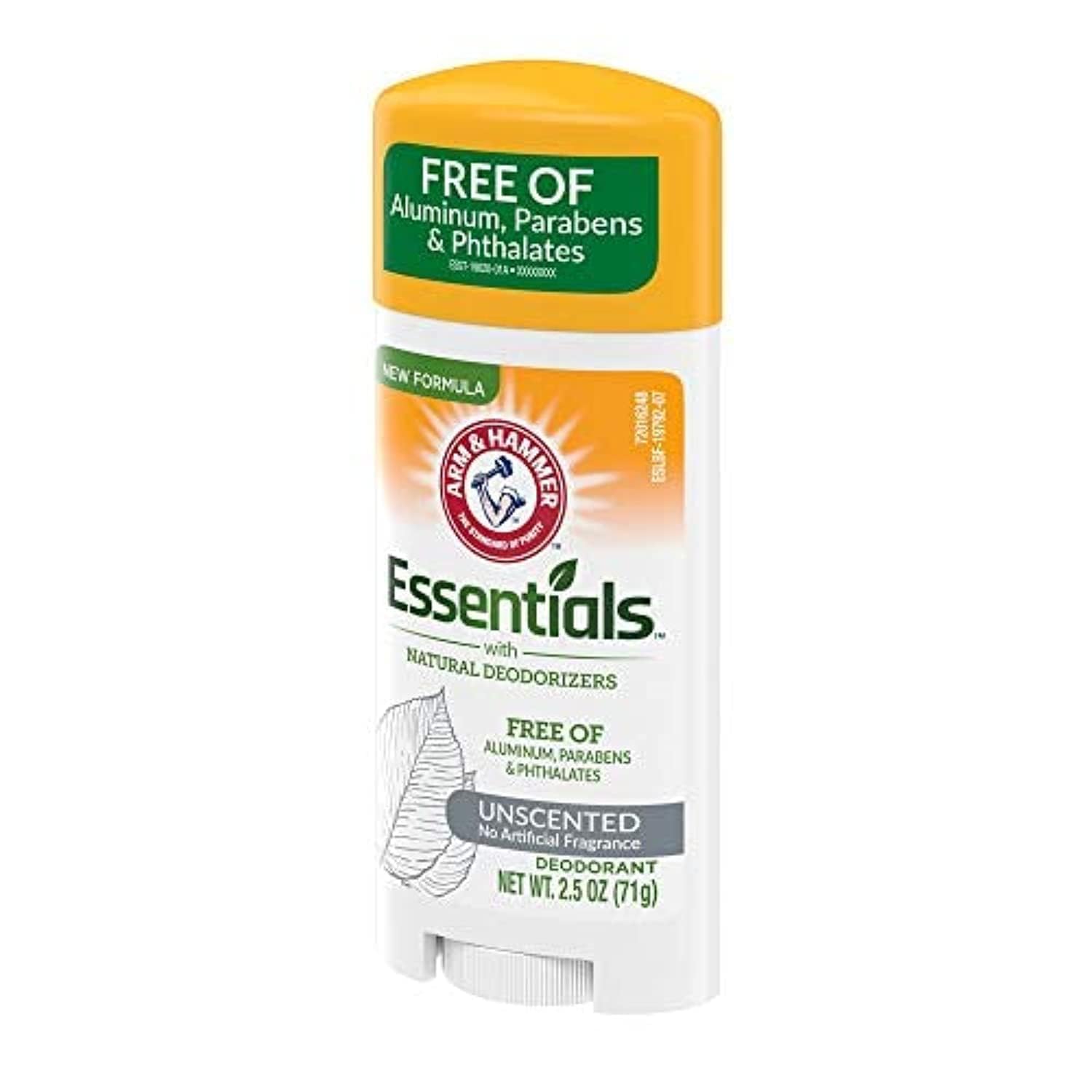 Arm & Hammer Essentials Unscented Deodorant in oval container for all-day freshness.