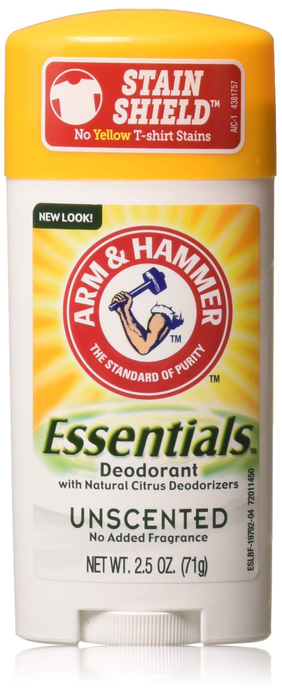 Arm & Hammer Essentials Unscented deodorant stick pack of 10 offers aluminum-free odor control.