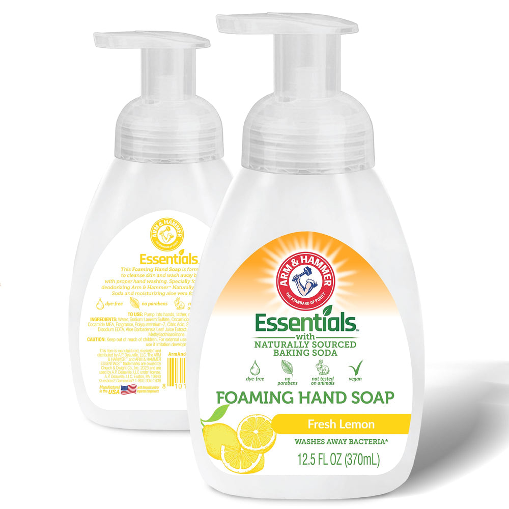 Arm & Hammer foaming hand soap lemon front bottle with refreshing citrus aroma