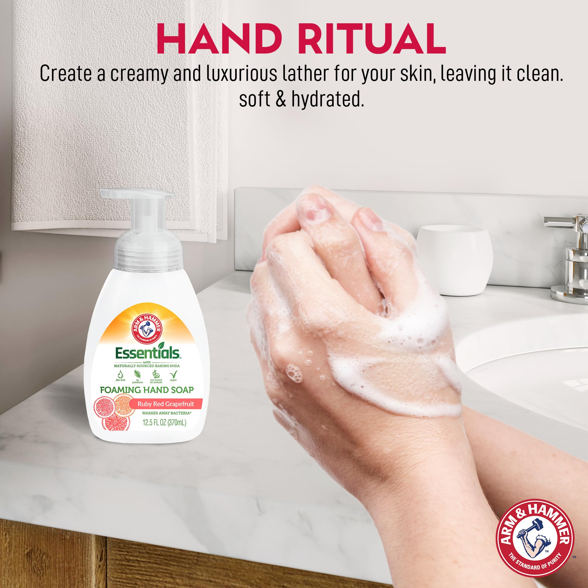 Arm & Hammer foaming hand soap soft hands after washing with lemon