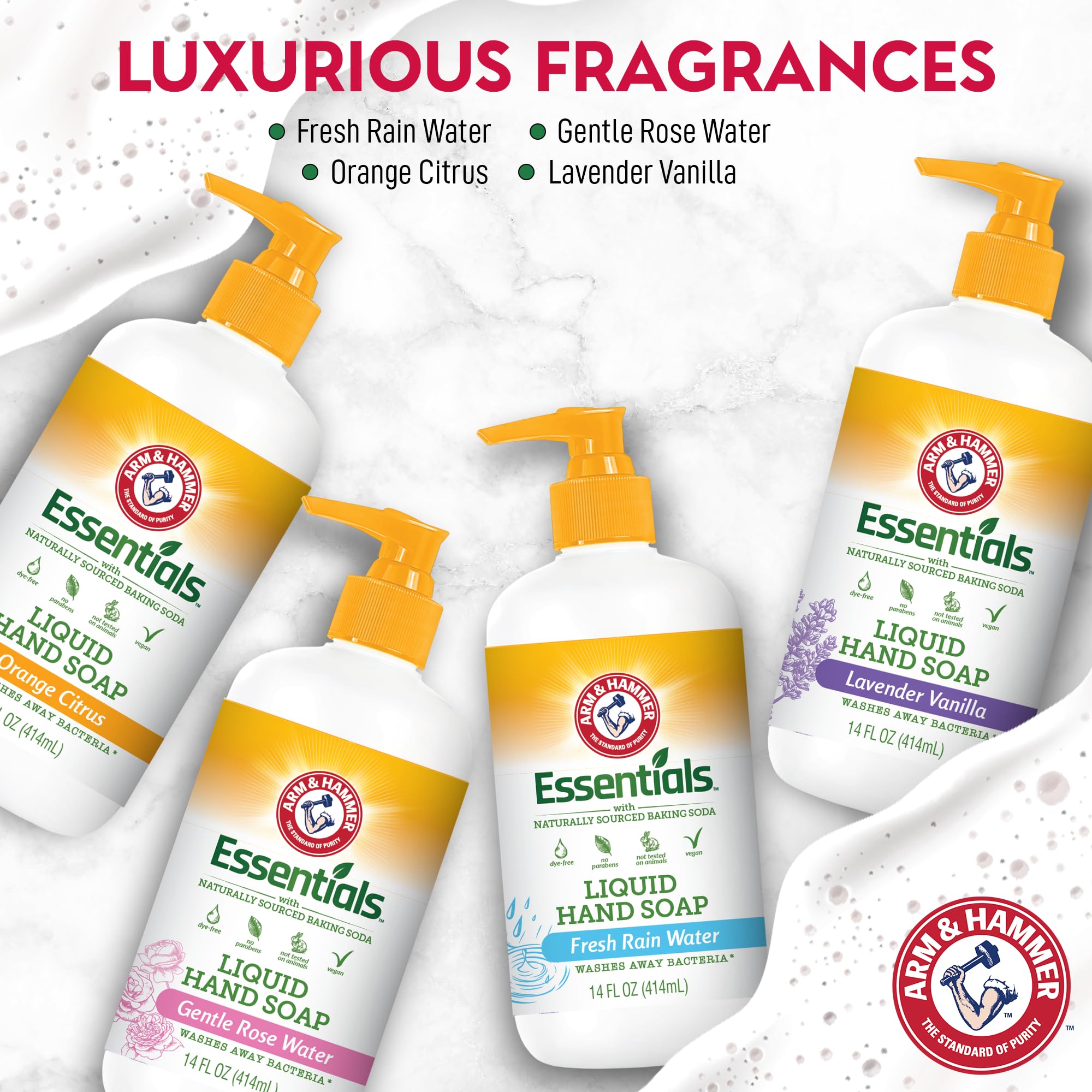 Arm & Hammer lavender vanilla ingredients label highlighting organic ingredients.