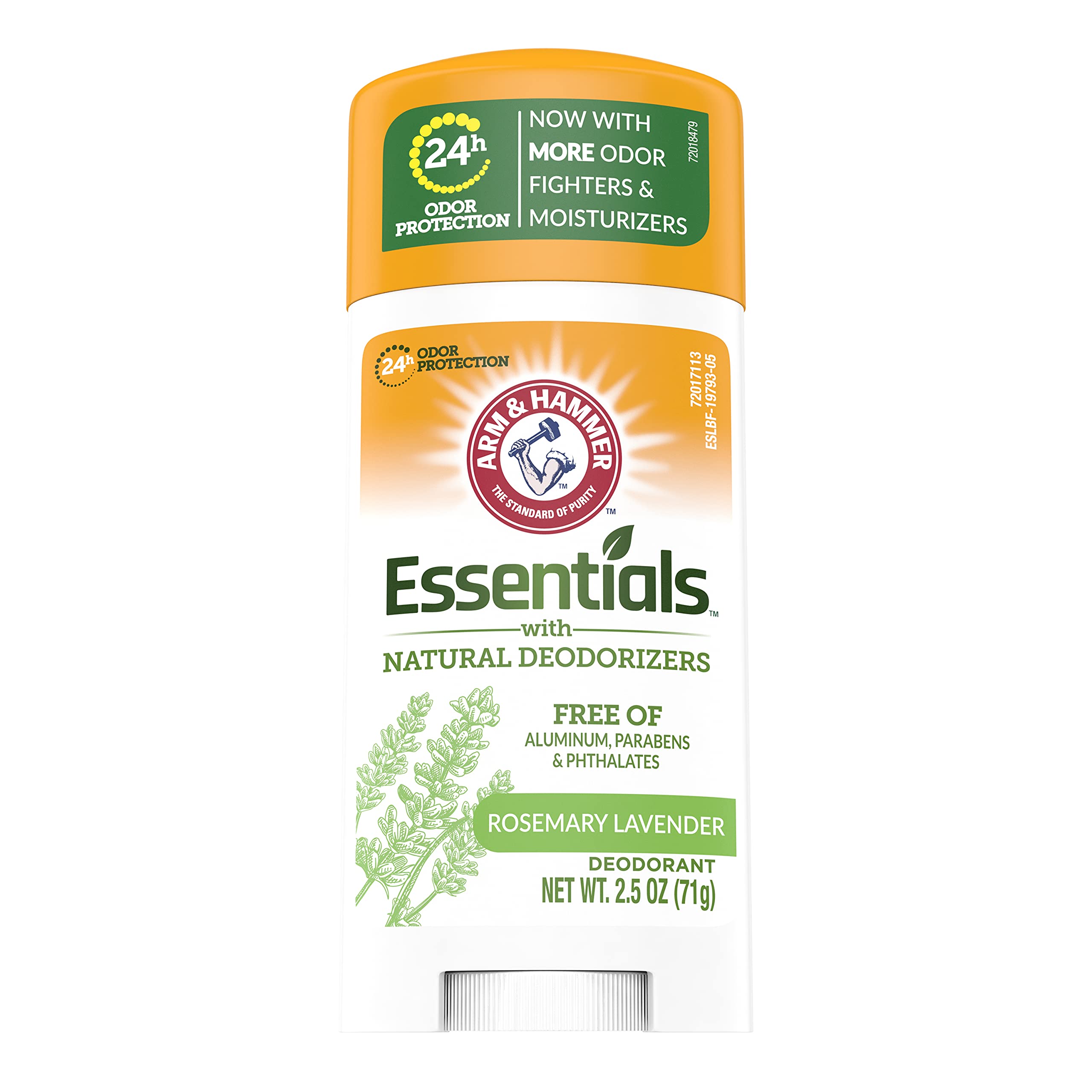 Arm and Hammer Rosemary Lavender deodorant 2pk box-open shows natural ingredients for odor control