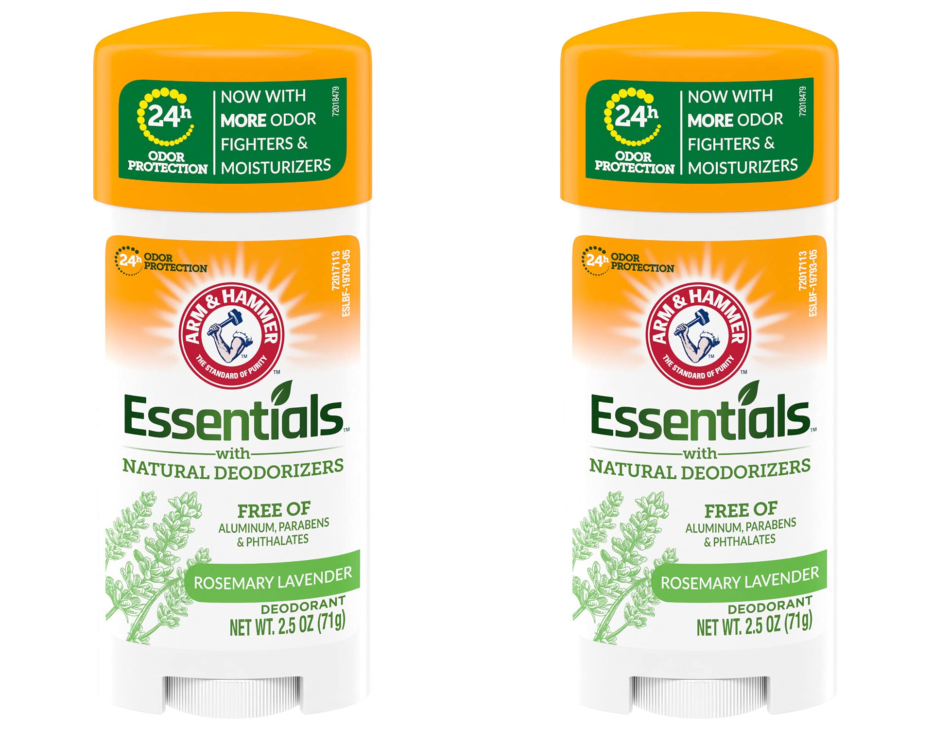 Arm and Hammer Rosemary Lavender deodorant 2pk packaging shot highlights aluminum-free formula and fresh scent