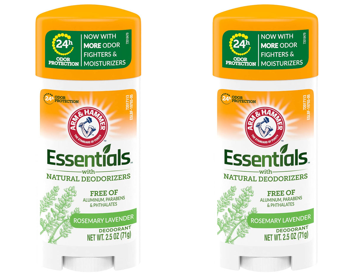 Arm and Hammer Rosemary Lavender deodorant 2pk packaging shot highlights aluminum-free formula and fresh scent