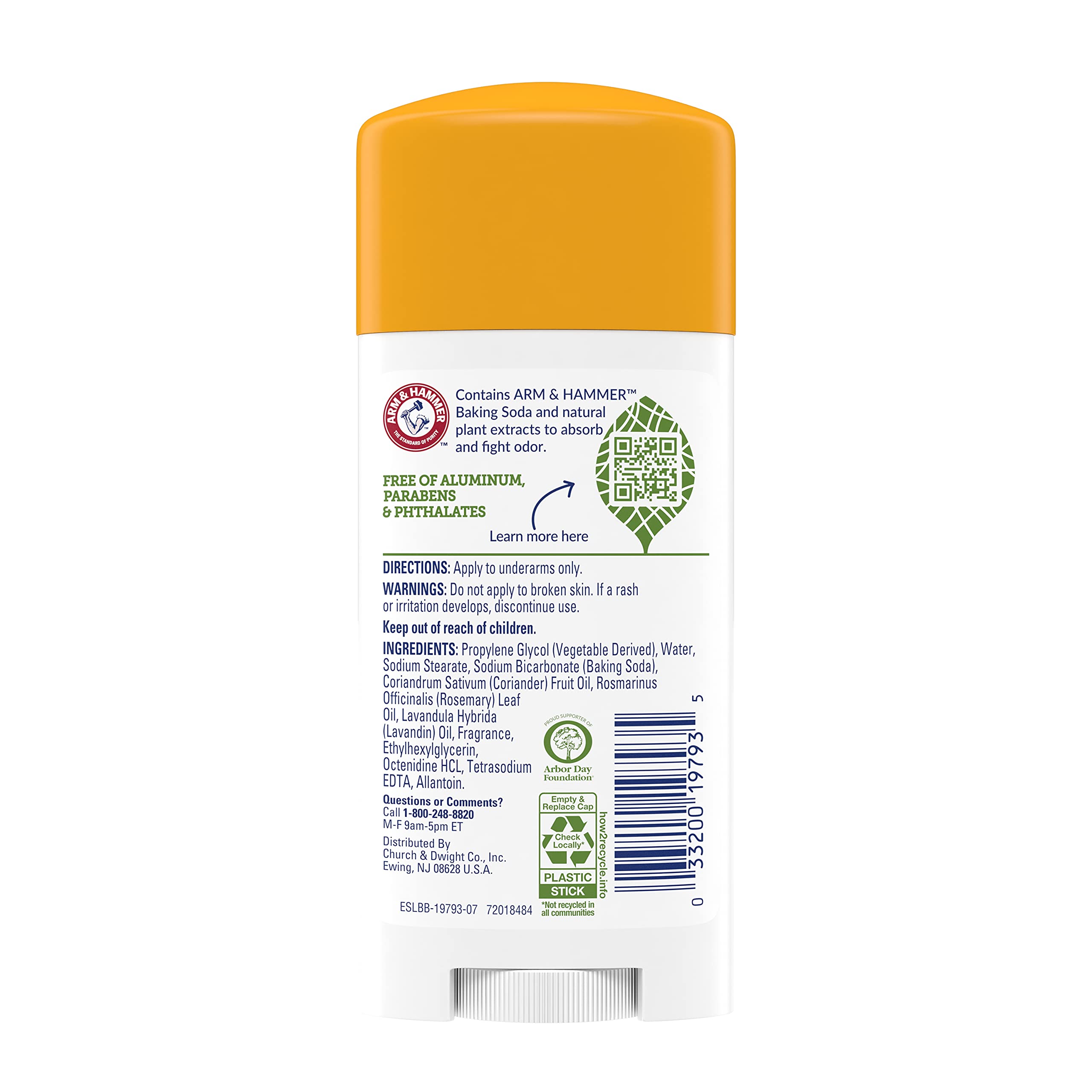 Arm and Hammer Rosemary Lavender deodorant 2pk sticks-exposed displays easy glide and scent