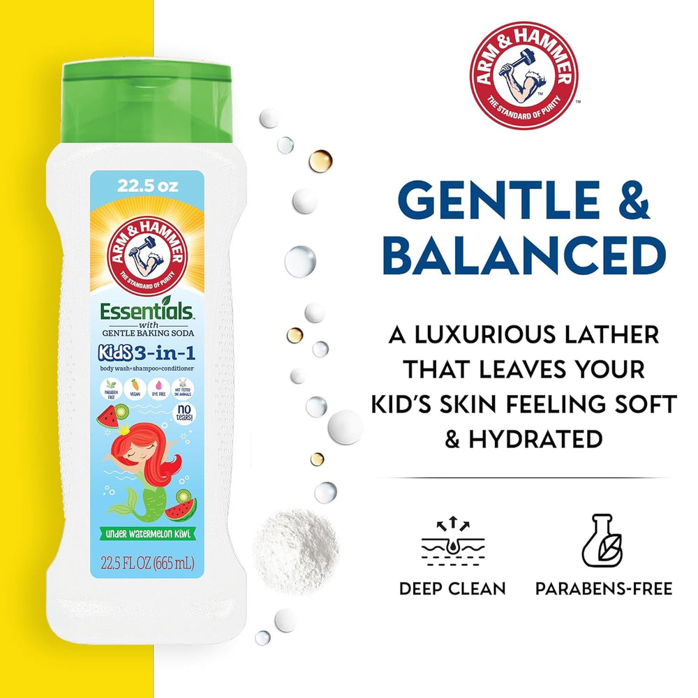 Arm & Hammer Sea Monster Mango formula promotes non-toxic, gentle cleanse suitable for young skin.