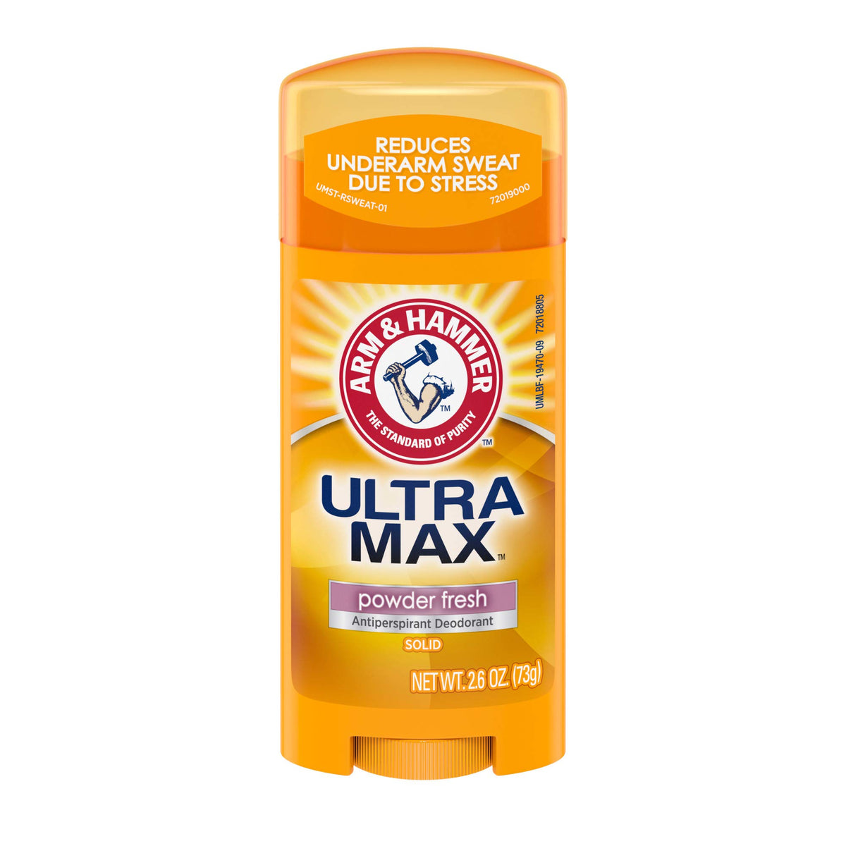 Arm & Hammer Ultra Max bottle with powder fresh scent for all-day odor control.