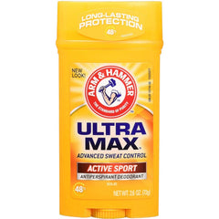 Arm & Hammer Ultramax Active Sport 4-pack box for on-the-go freshness during workouts.