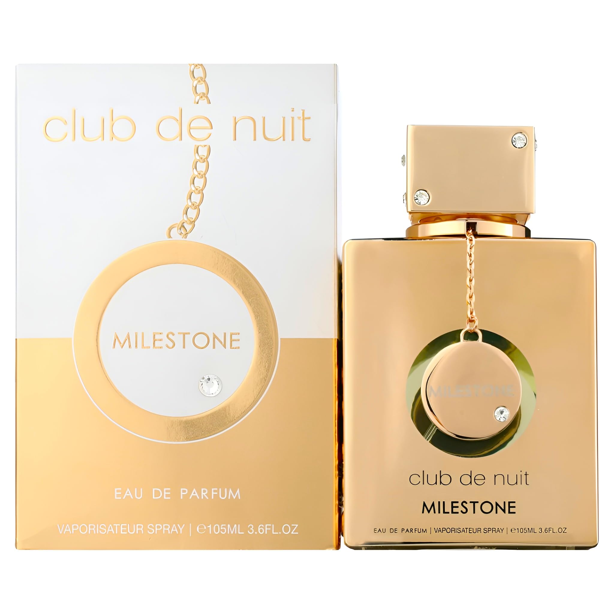 Armaf Club De Nuit Milestone bottle side, sleek silhouette for office and evenings.