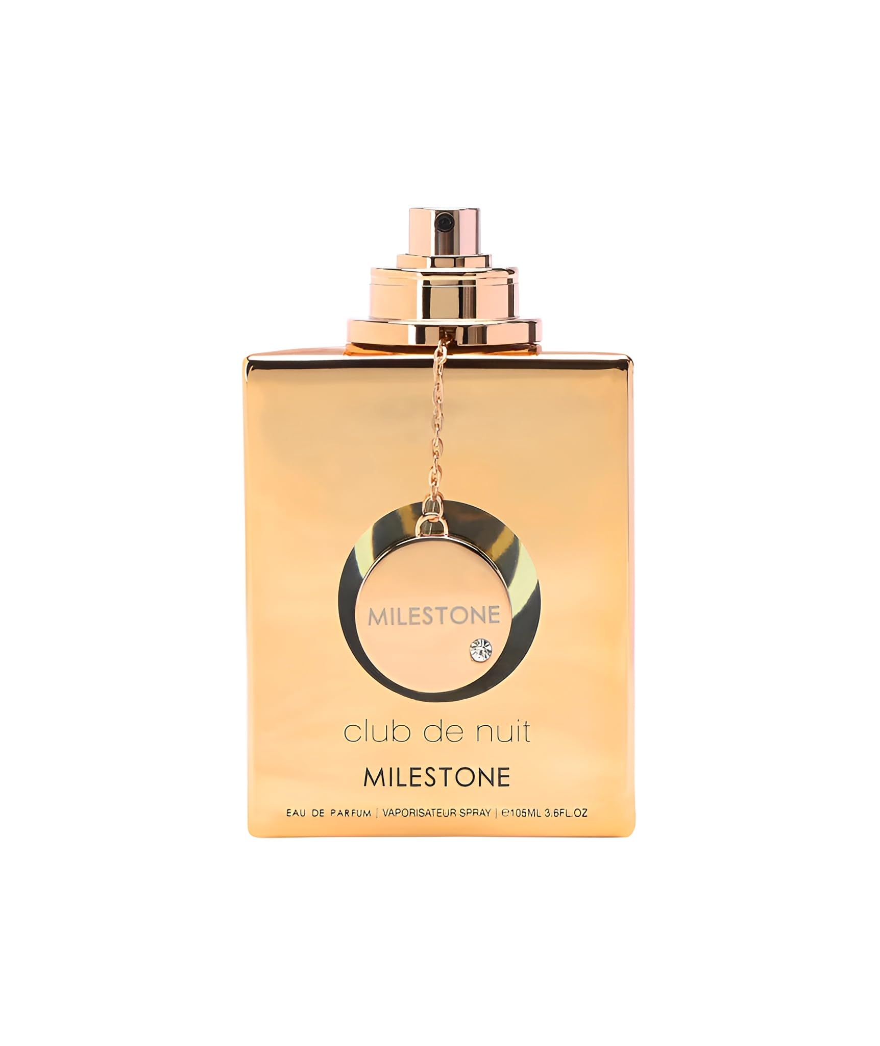 Armaf Club De Nuit Milestone label closeup, signals authenticity and quality.