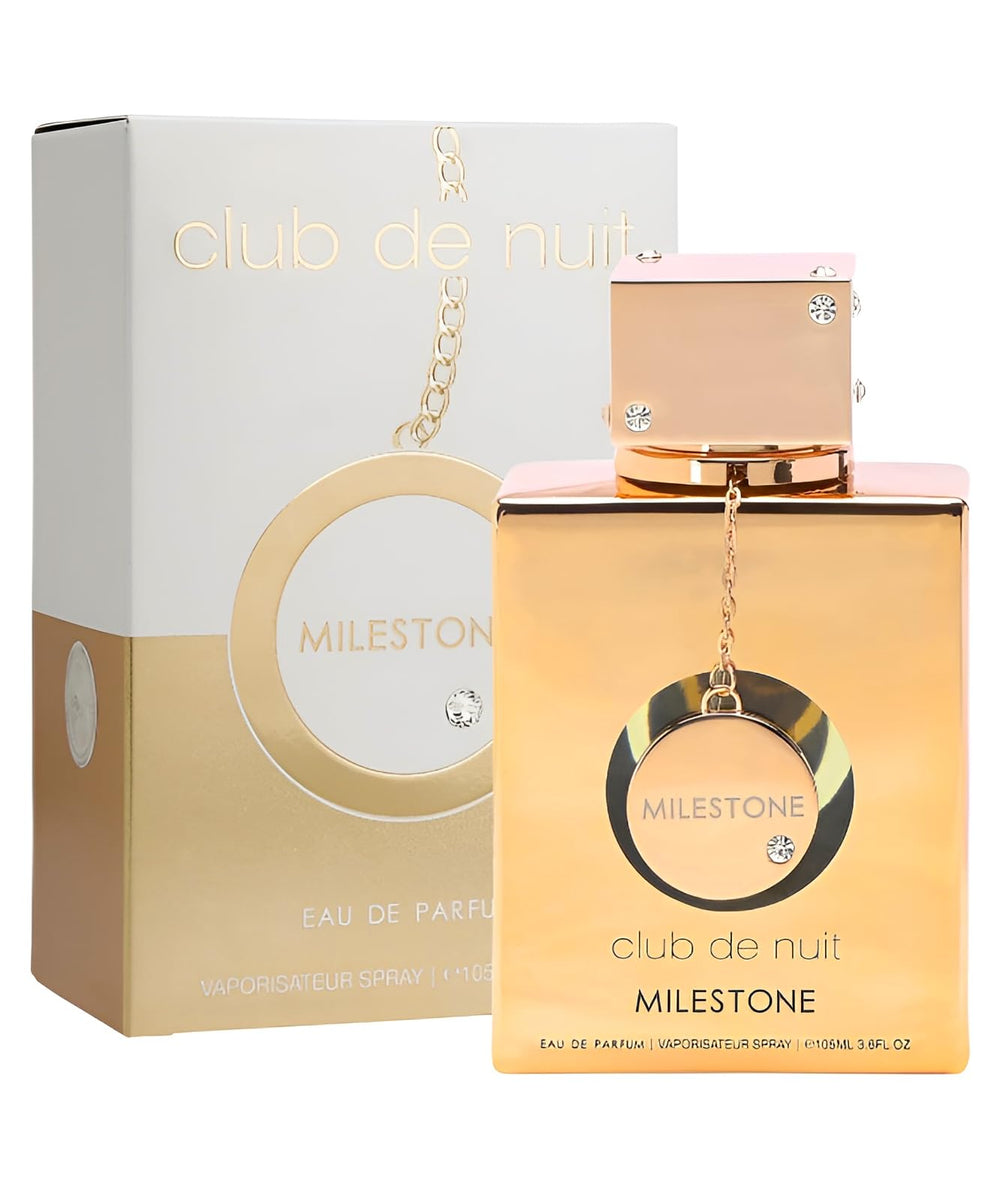 Armaf Club De Nuit Milestone packaging box, convenient storage on vanity.