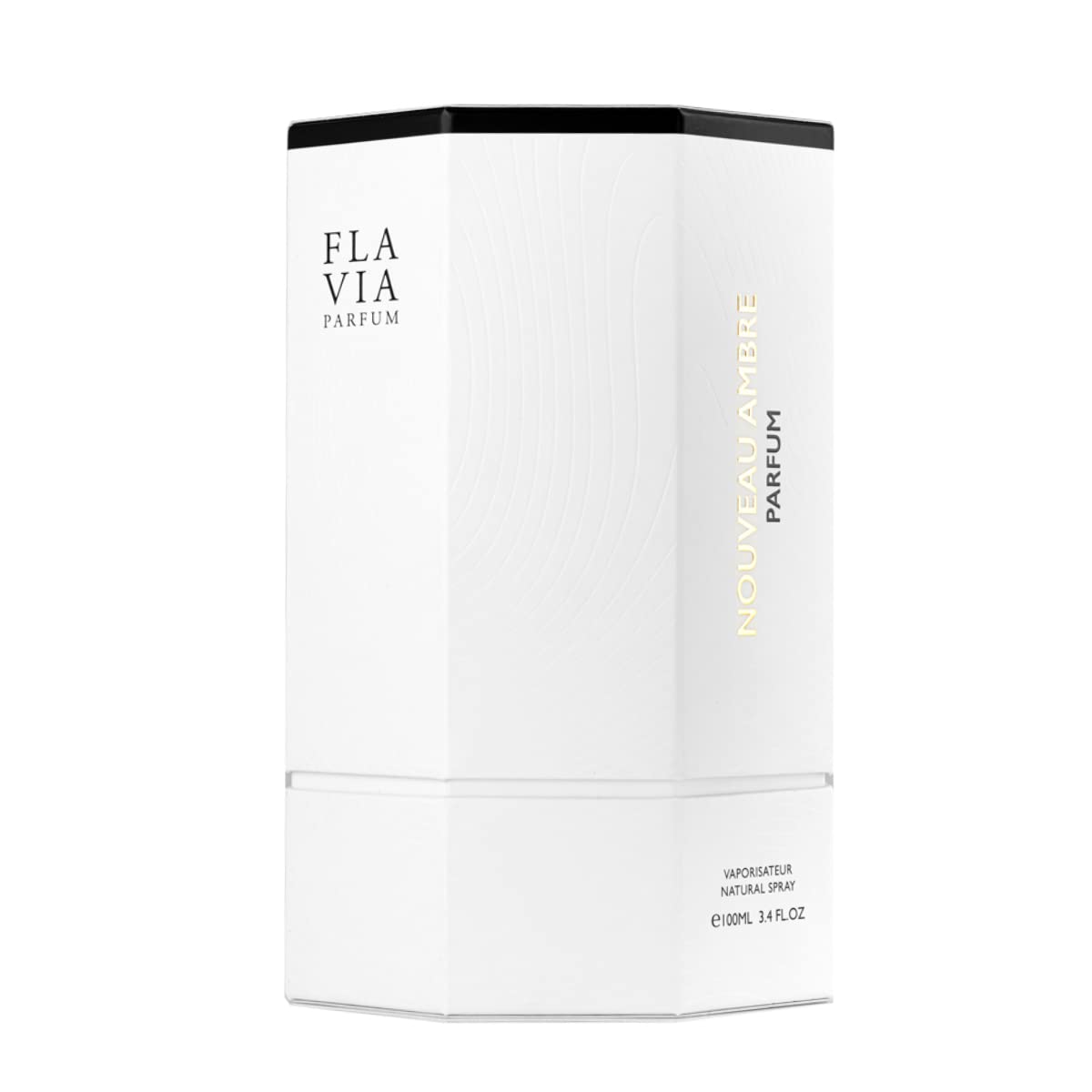 Armaf Flavia Nouveau Ambre close-up cap emphasizes premium bottle details.