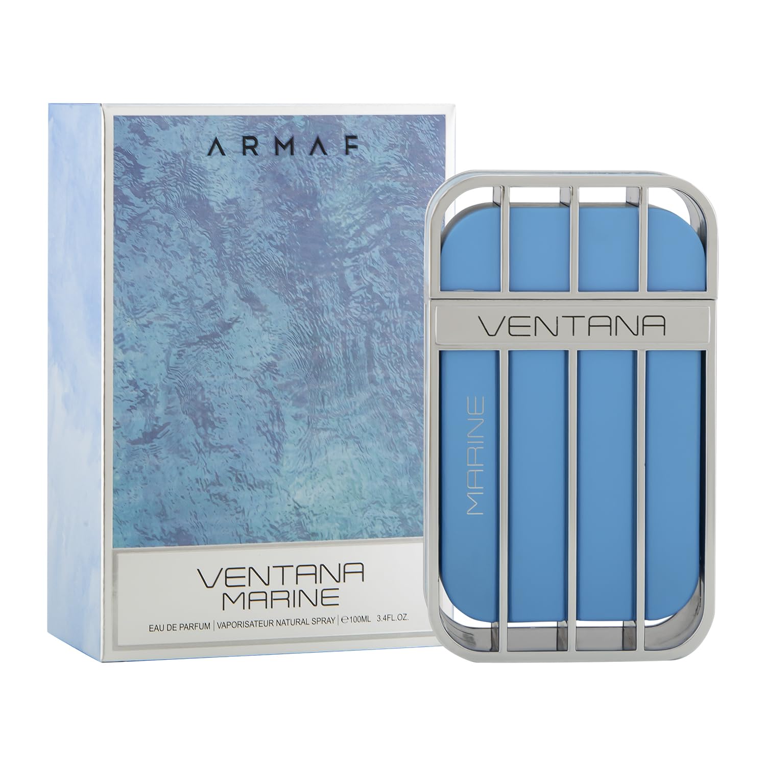 Armaf Ventana Marine cap closeup highlighting premium packaging.
