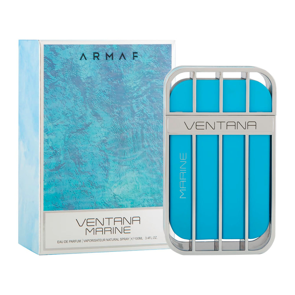 Armaf Ventana Marine cap closeup highlighting premium packaging.