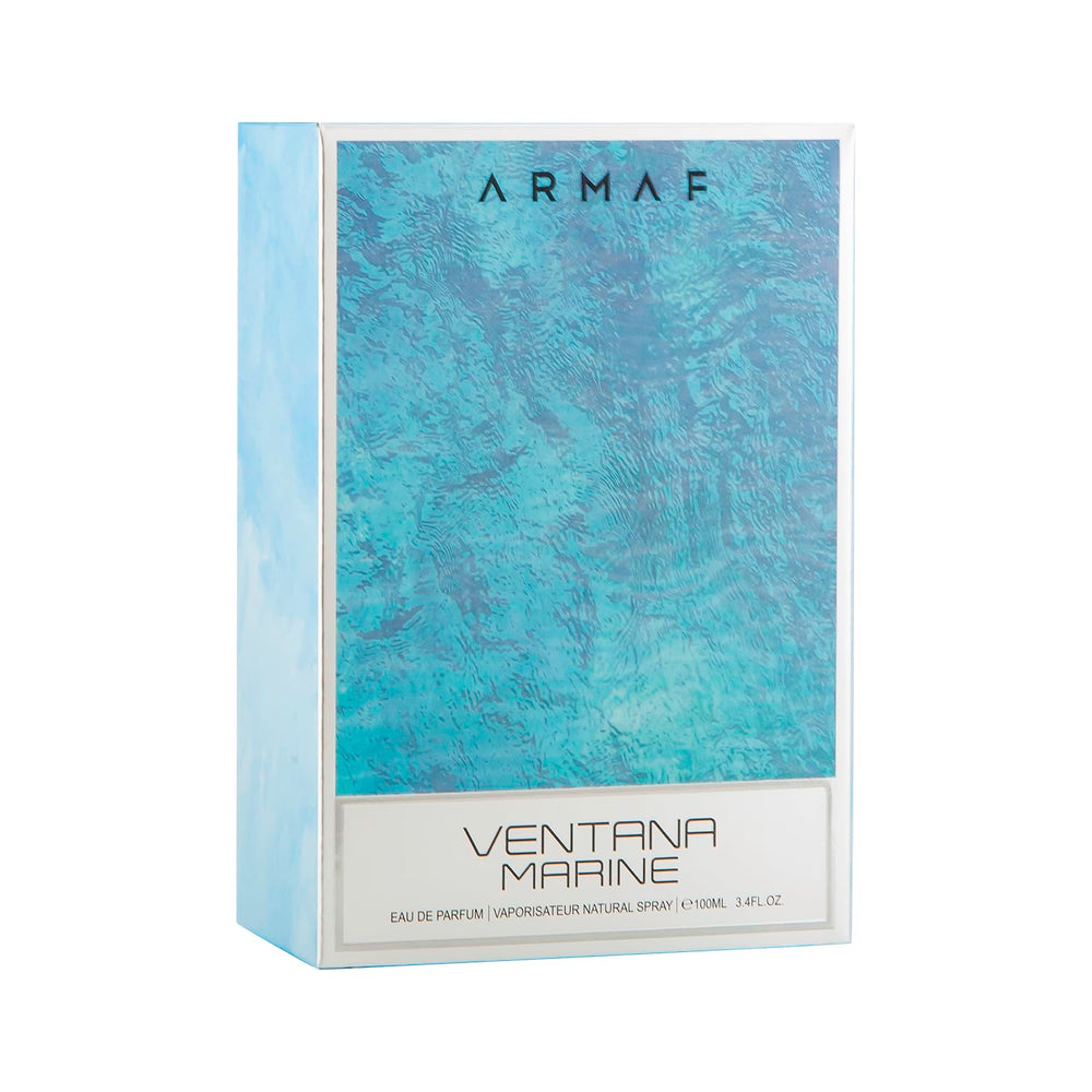 Armaf Ventana Marine packaging box accentuates premium gift-ready presentation.