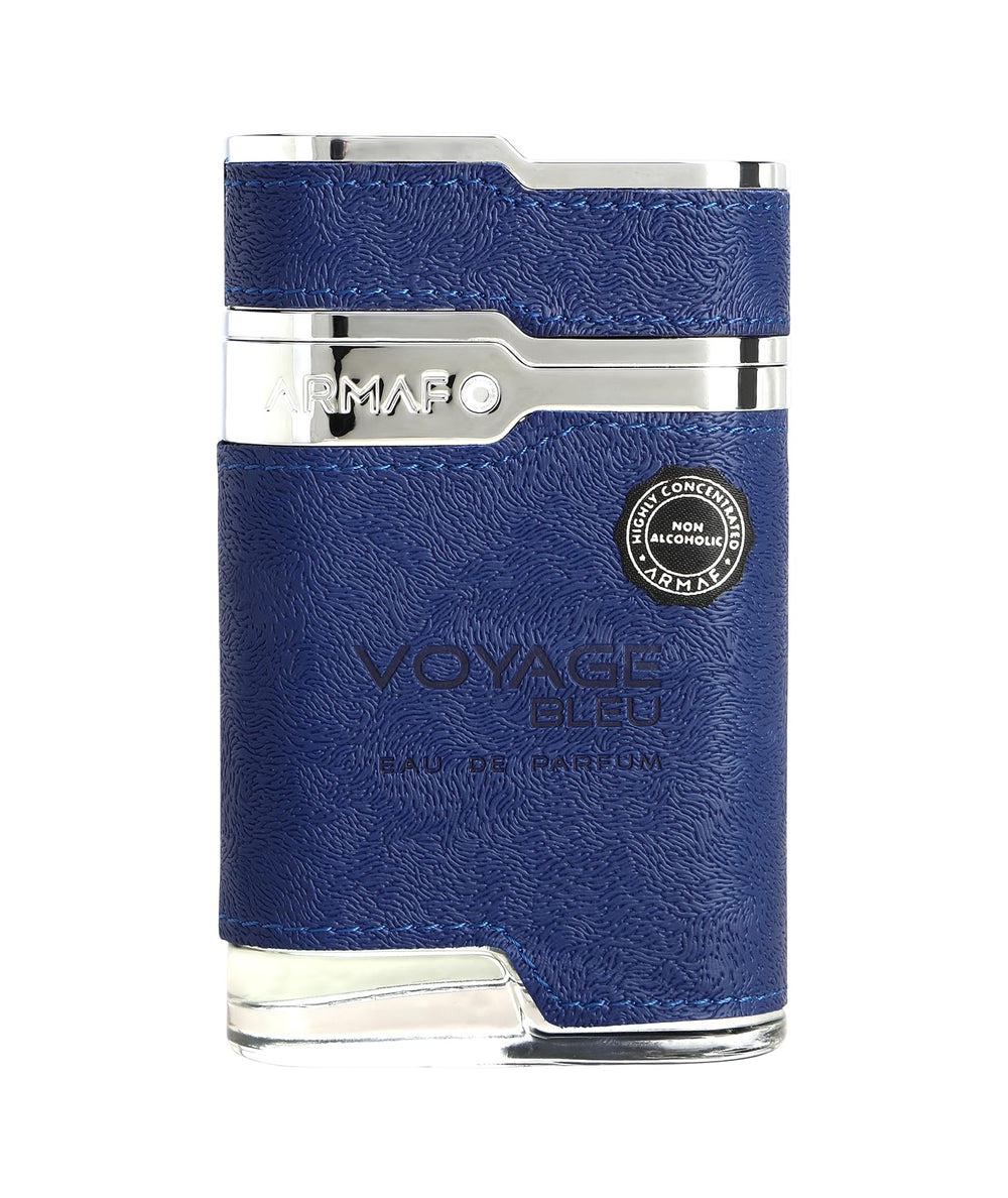 Armaf Voyage Blue bottle angled view, refined scent for evening occasions.