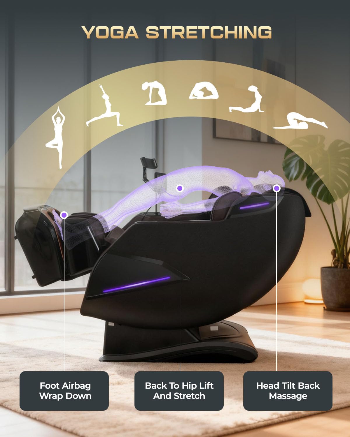 Armali 4D massage chair calf airbags and foot massage feature.