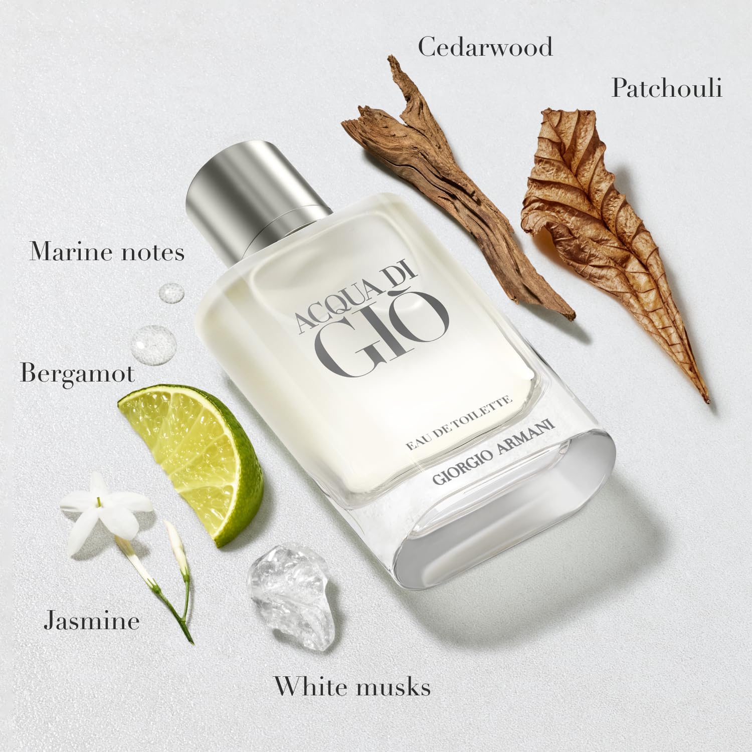 Armani Beauty Acqua di Giò bottle close-up, iconic design for daily signature scent