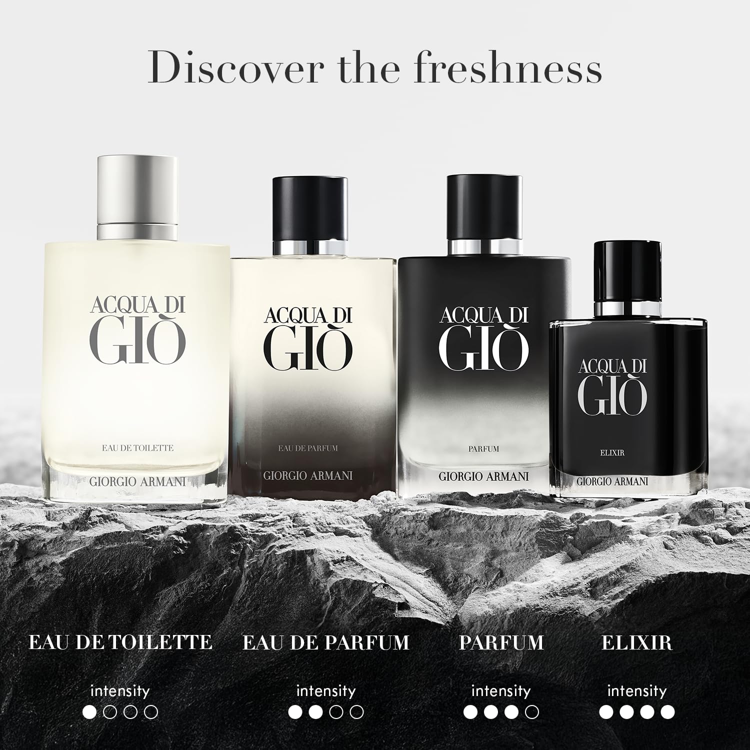 Armani Beauty Acqua di Giò Parfum full-size bottle offers fresh, woody scent for daily wear.