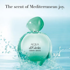 Armani Beauty Acqua di Gioia Intense cap closeup highlights premium design.